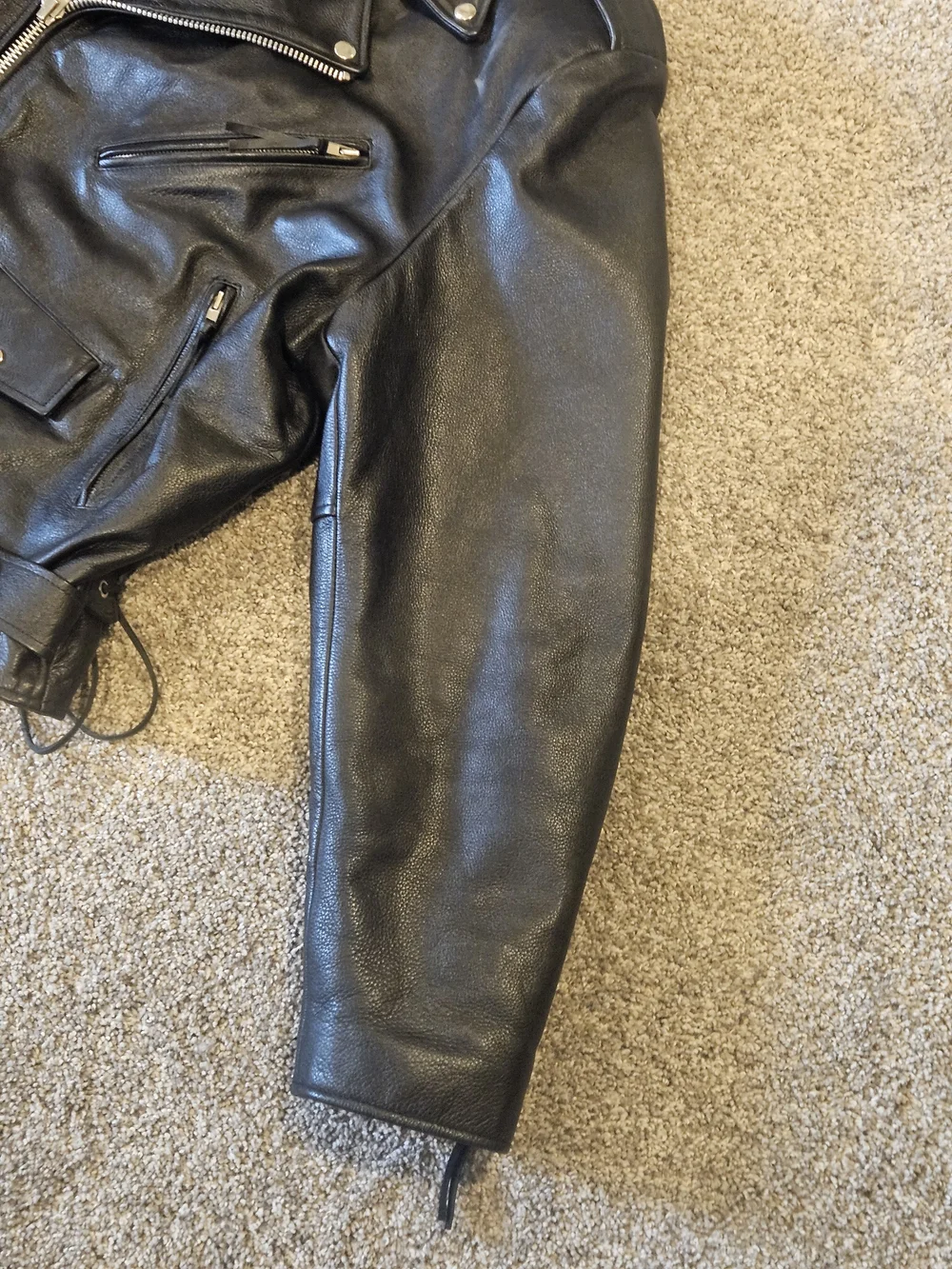 WILSON XXL Open Road Black Leather Belted Motorcycle Jacket Insulated Vintage